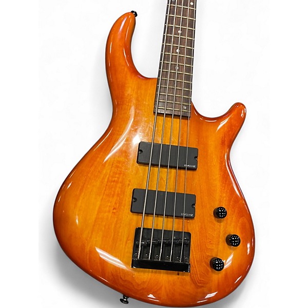 Used Dean Edge 5 String Trans Orange Electric Bass Guitar