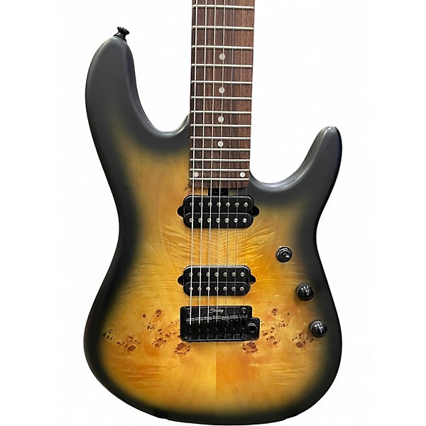 Used Sterling by Music Man JASON RICHARDSON CUTLASS 7 STRING NATURAL BURL Solid Body Electric Guitar