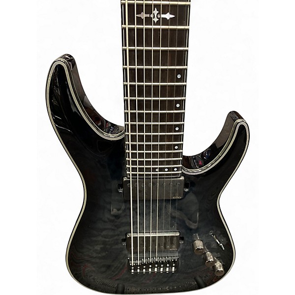 Used Schecter Guitar Research Hellraiser C-8 Hybrid TRANSPARENT BLACK Solid Body Electric Guitar