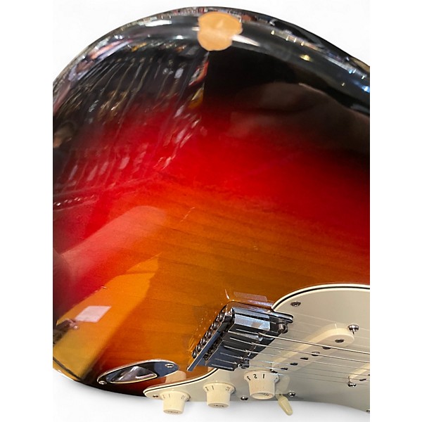 Used Fender American Deluxe Stratocaster 3 Tone Sunburst Solid Body Electric Guitar