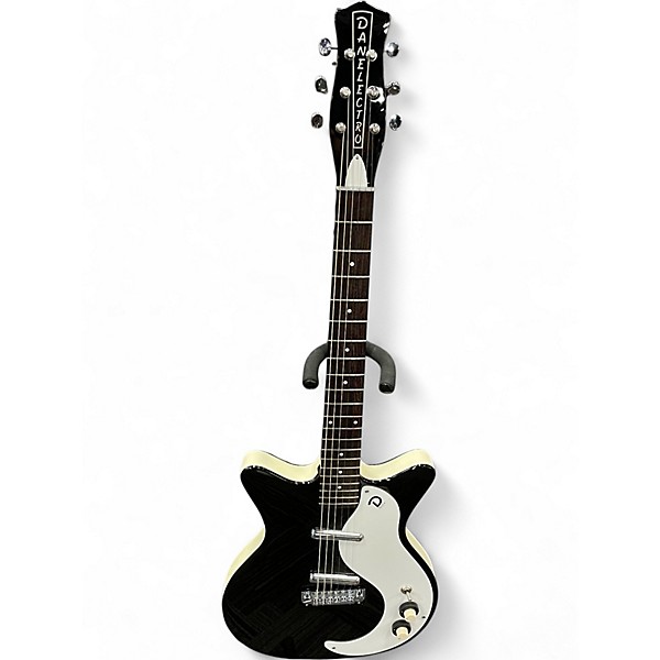 Used Dan Electro NOS+ Black and White Solid Body Electric Guitar