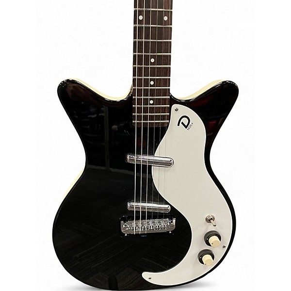 Used Dan Electro NOS+ Black and White Solid Body Electric Guitar
