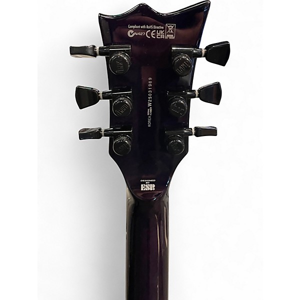 Used ESP LTD EC100QM LEFT HANDED SEE THRU PURPLE Solid Body Electric Guitar