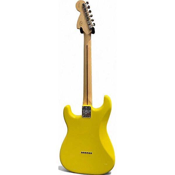Used 2023 Fender Tom Delonge Signature Stratocaster Graffiti Yellow Solid Body Electric Guitar