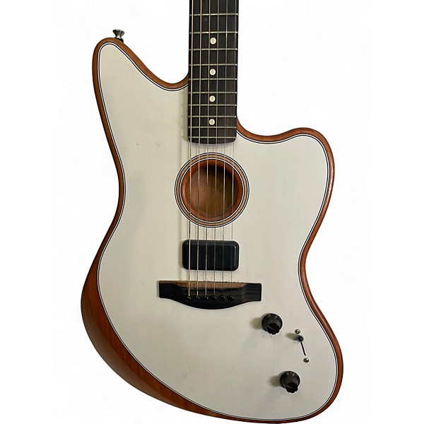 Used Fender Acoustasonic Jazzmaster Arctic White Acoustic Electric Guitar