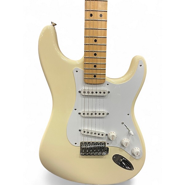 Used 2010 Fender Jimmy Vaughn Tex-Mex Stratocaster Olympic White Solid Body Electric Guitar