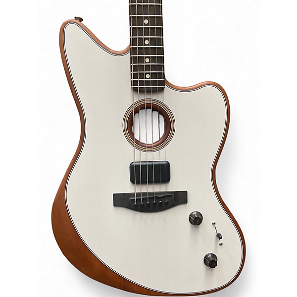 Used Fender ACOUSTASONIC JAZZMASTER WHITE Acoustic Electric Guitar