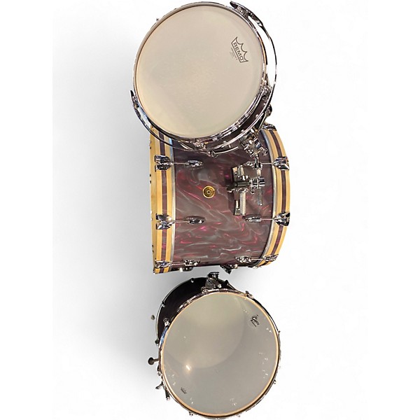 Used Gretsch Drums 3 Piece USA Custom Black Satin Flame Drum Kit