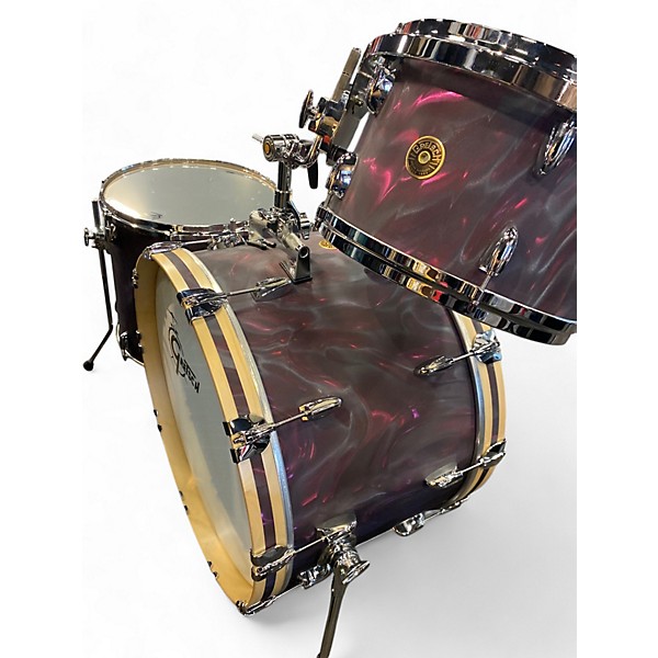 Used Gretsch Drums 3 Piece USA Custom Black Satin Flame Drum Kit
