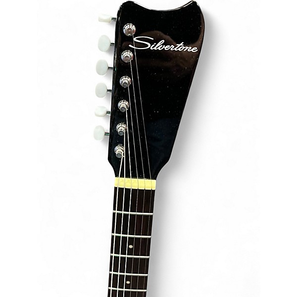 Used Silvertone 1449 Black Sparkle Solid Body Electric Guitar