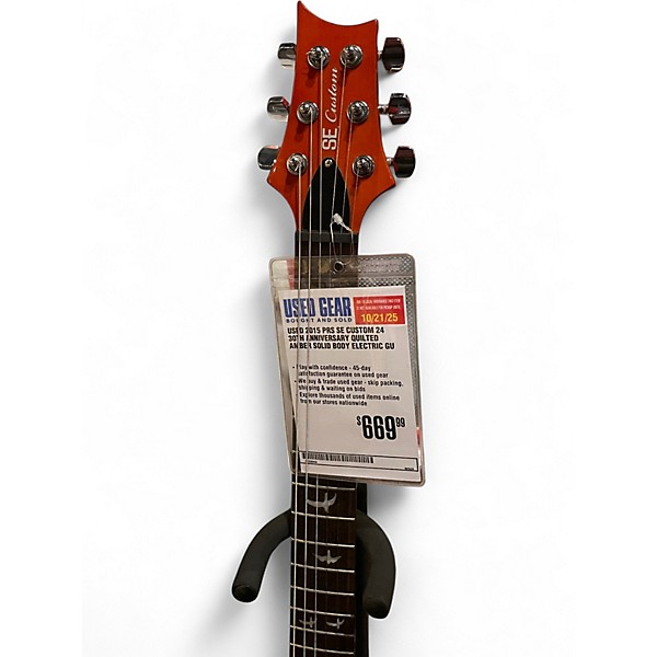 Used 2015 PRS SE Custom 24 30th Anniversary Quilted Amber Solid Body Electric Guitar