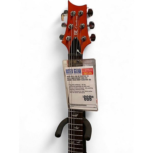 Used 2015 PRS SE Custom 24 30th Anniversary Quilted Amber Solid Body Electric Guitar