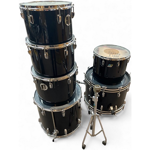 Vintage 1970s Ludwig 6 Piece Vistalite Black Drum Kit