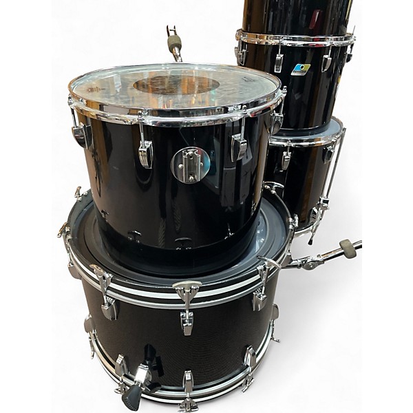 Vintage 1970s Ludwig 6 Piece Vistalite Black Drum Kit