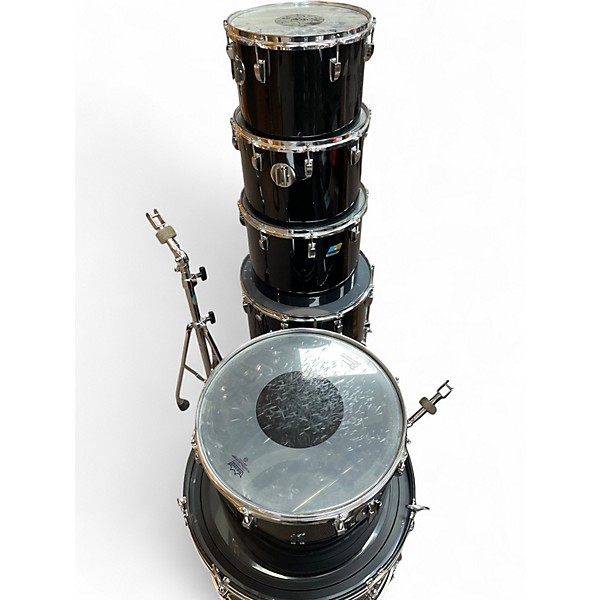 Vintage 1970s Ludwig 6 Piece Vistalite Black Drum Kit