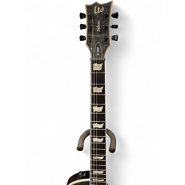 Used ESP LTD DELUX EC-1000 PIEZO See Thru Black Solid Body Electric Guitar