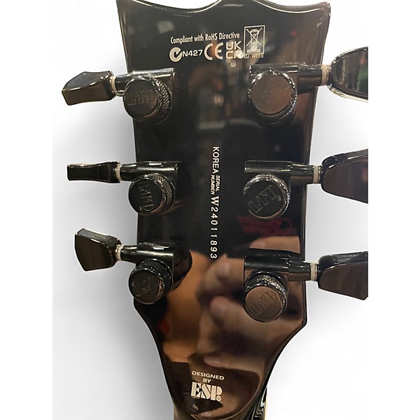 Used ESP LTD DELUX EC-1000 PIEZO See Thru Black Solid Body Electric Guitar