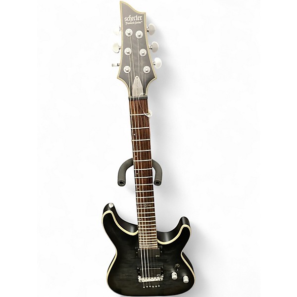 Used Schecter Guitar Research C1 Platinum Trans Black Solid Body Electric Guitar