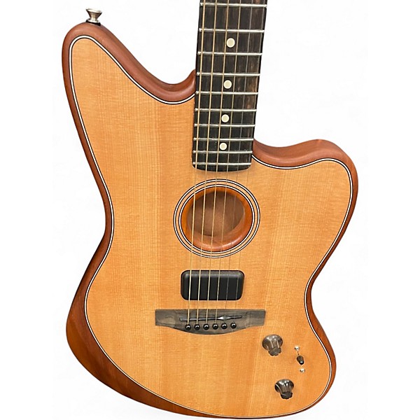 Used Fender American Acoustasonic jazzmaster Natural Acoustic Electric Guitar
