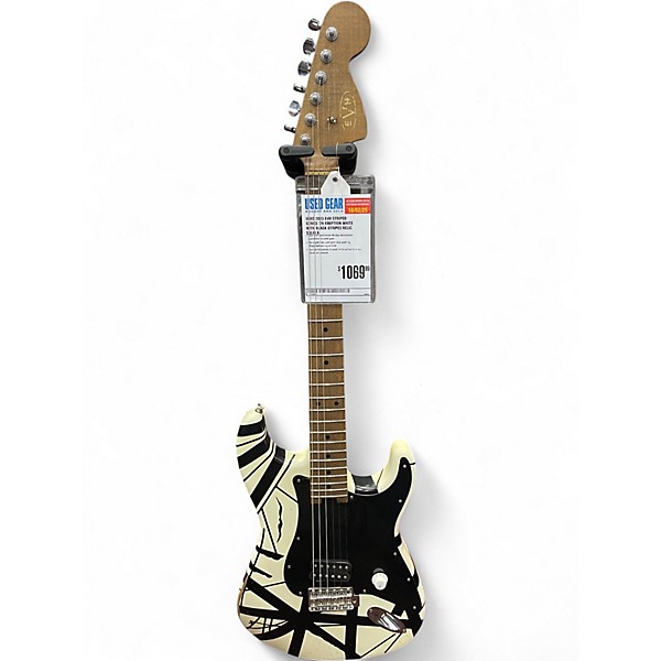 Used 2023 EVH Striped Series '78 Eruption White with Black Stripes Relic Solid Body Electric Guitar
