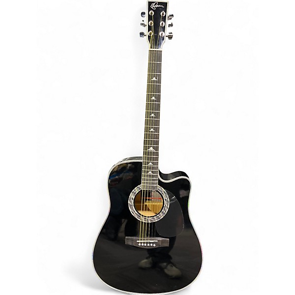 Used Esteban steel string cutaway black silver Black and Silver Acoustic Electric Guitar