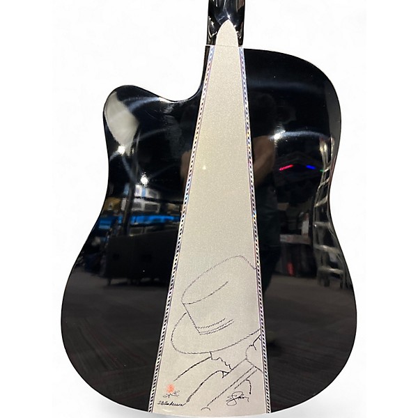 Used Esteban steel string cutaway black silver Black and Silver Acoustic Electric Guitar