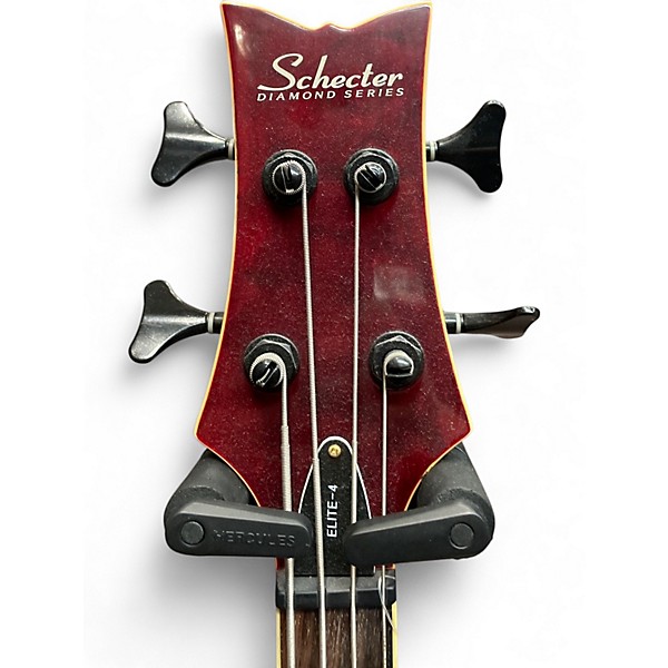 Used Schecter Guitar Research Stiletto Elite 4 String Trans Red Electric Bass Guitar