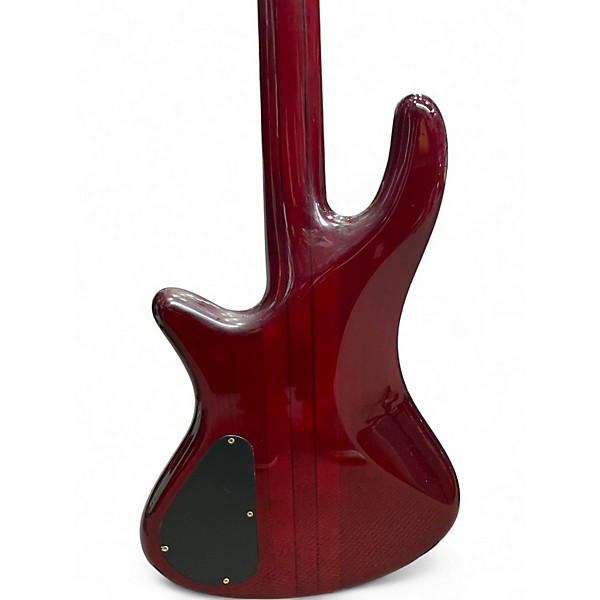 Used Schecter Guitar Research Stiletto Elite 4 String Trans Red Electric Bass Guitar