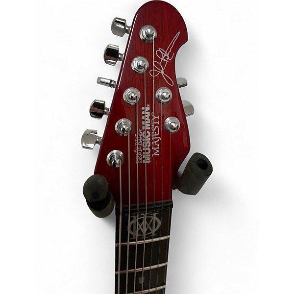 Used Ernie Ball Music Man Majesty 7 Crimson Red Trans Solid Body Electric Guitar