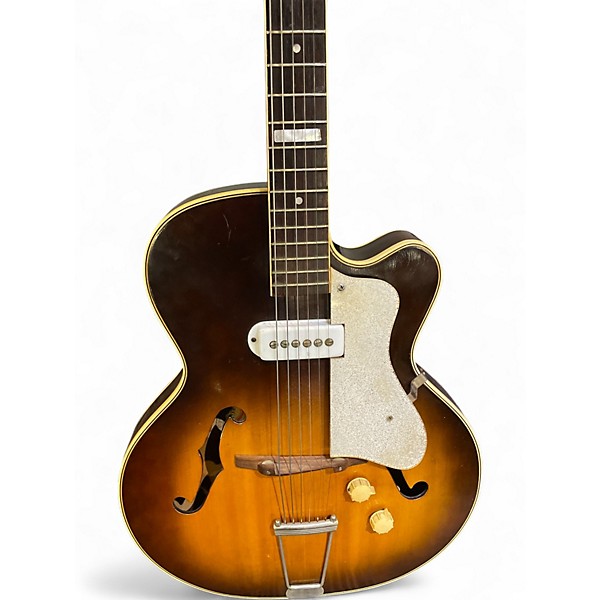 Vintage 1960s Vega E-221T 2 Color Sunburst Hollow Body Electric Guitar