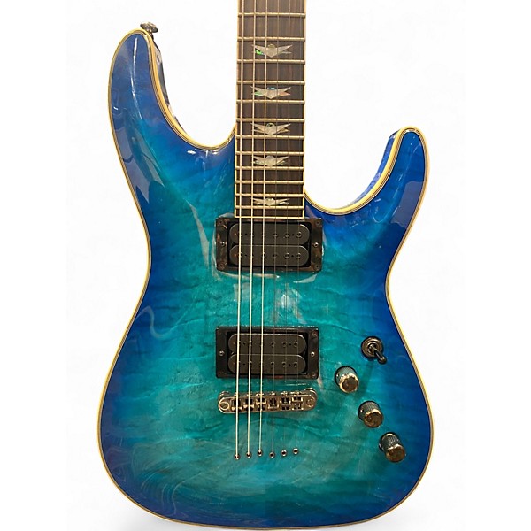 Used Schecter Guitar Research Omen Extreme 6 Ocean Blue Burst Solid Body Electric Guitar