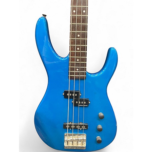 Used Squier HM Bass Blue Electric Bass Guitar
