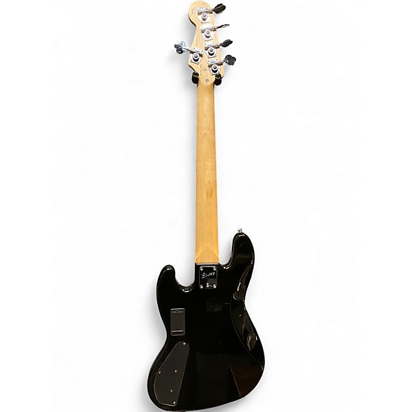 Used Squier Deluxe Jazz Bass Active V 5 String Black Electric Bass Guitar