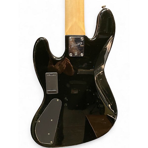 Used Squier Deluxe Jazz Bass Active V 5 String Black Electric Bass Guitar
