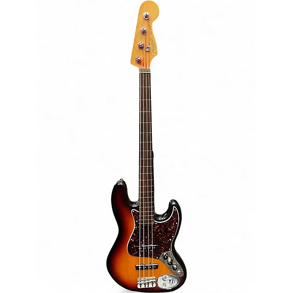 Used 2000s Fender American Standard Jazz Bass Fretless 3 Color Sunburst Electric Bass Guitar
