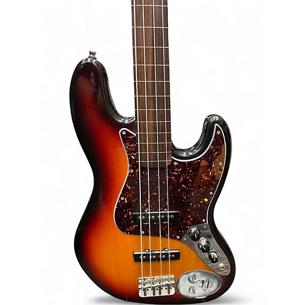 Used 2000s Fender American Standard Jazz Bass Fretless 3 Color Sunburst Electric Bass Guitar