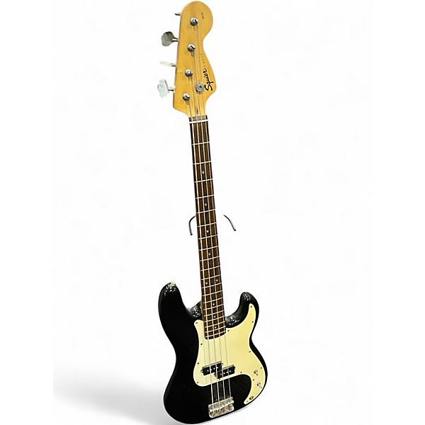Used Squier Precision Bass Black and White Electric Bass Guitar