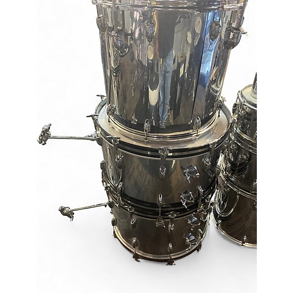 Vintage 1970s Slingerland 9 Piece Vintage 70s Metallic Silver Drum Kit
