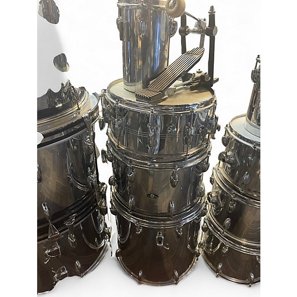 Vintage 1970s Slingerland 9 Piece Vintage 70s Metallic Silver Drum Kit