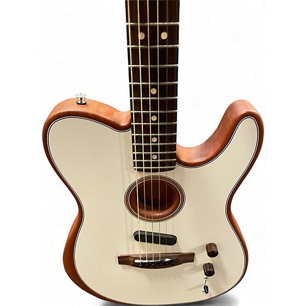 Used Fender Acoustasonic Player Telecaster Atomic White Acoustic Electric Guitar