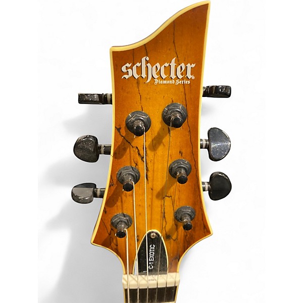 Used Schecter Guitar Research C1 Exotic Spalted Maple Solid Body Electric Guitar