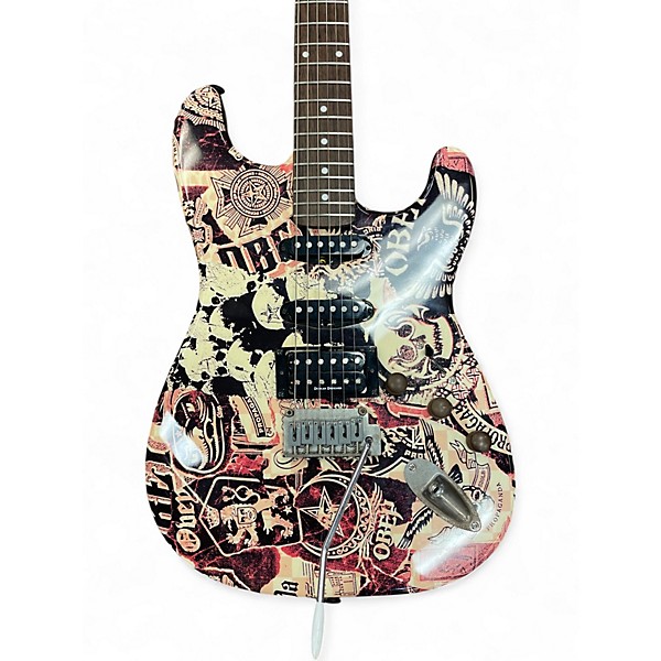 Used Squier obey stratocaster Custom Graphic Solid Body Electric Guitar
