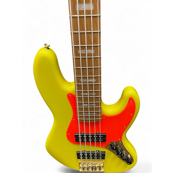 Used Fender MONO NEON 5 STRING JAZZ BASS FLOURESCENT YELLOW Electric Bass Guitar