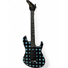 Used Kramer NIGHT SWAN BLACK WITH BLUE POLKA DOTS Solid Body Electric Guitar