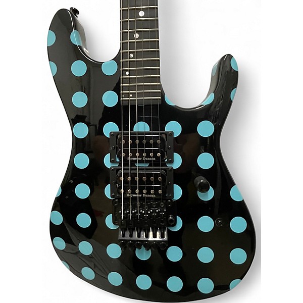 Used Kramer NIGHT SWAN BLACK WITH BLUE POLKA DOTS Solid Body Electric Guitar