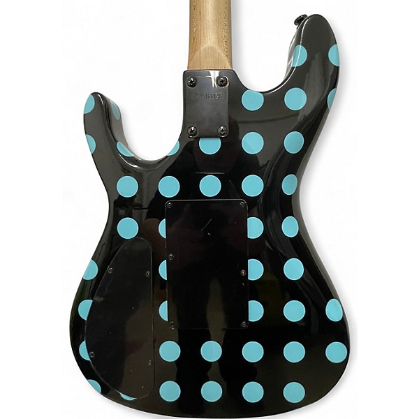 Used Kramer NIGHT SWAN BLACK WITH BLUE POLKA DOTS Solid Body Electric Guitar