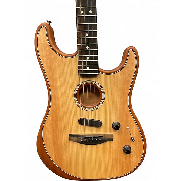 Used Fender American Acoustasonic Stratocaster Natural Acoustic Electric Guitar