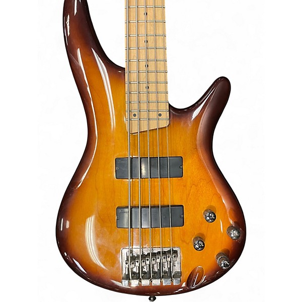 Used Ibanez SR375 5 String Brown Sunburst Electric Bass Guitar