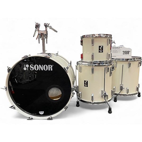 Used 1980s SONOR 4 Piece Lite Cream Laquer Drum Kit