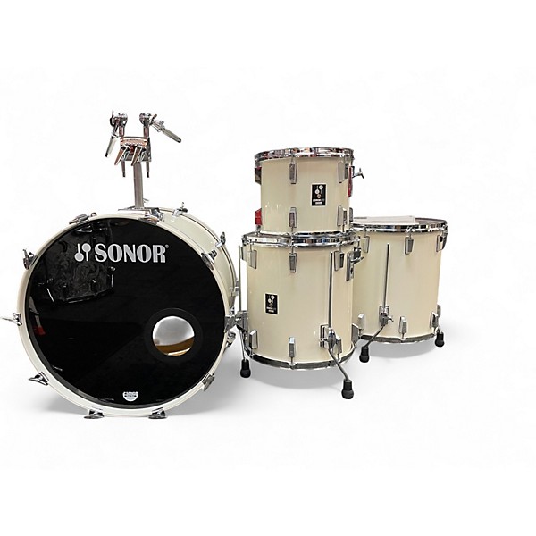 Used 1980s SONOR 4 Piece Lite Cream Laquer Drum Kit